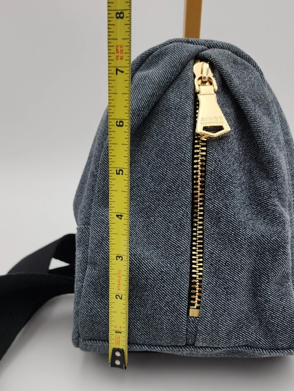 Aimee Kestenberg Blue Denim Cosmetic Pouch with Gold Hardware